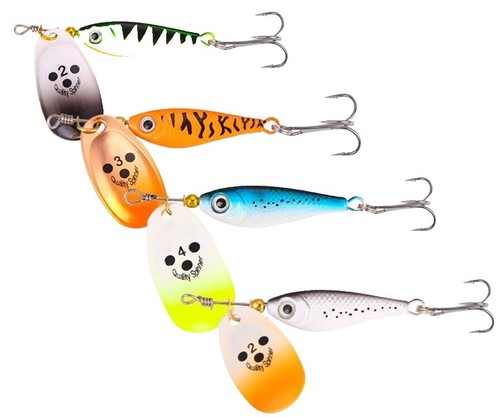 fire fox fish lure Blue Painted Blade Vibrax Spinner-Firetiger/Firetiger-Willapa Outdoor Willapa Marine & Outdoor Single Hook 5 Pack Fire