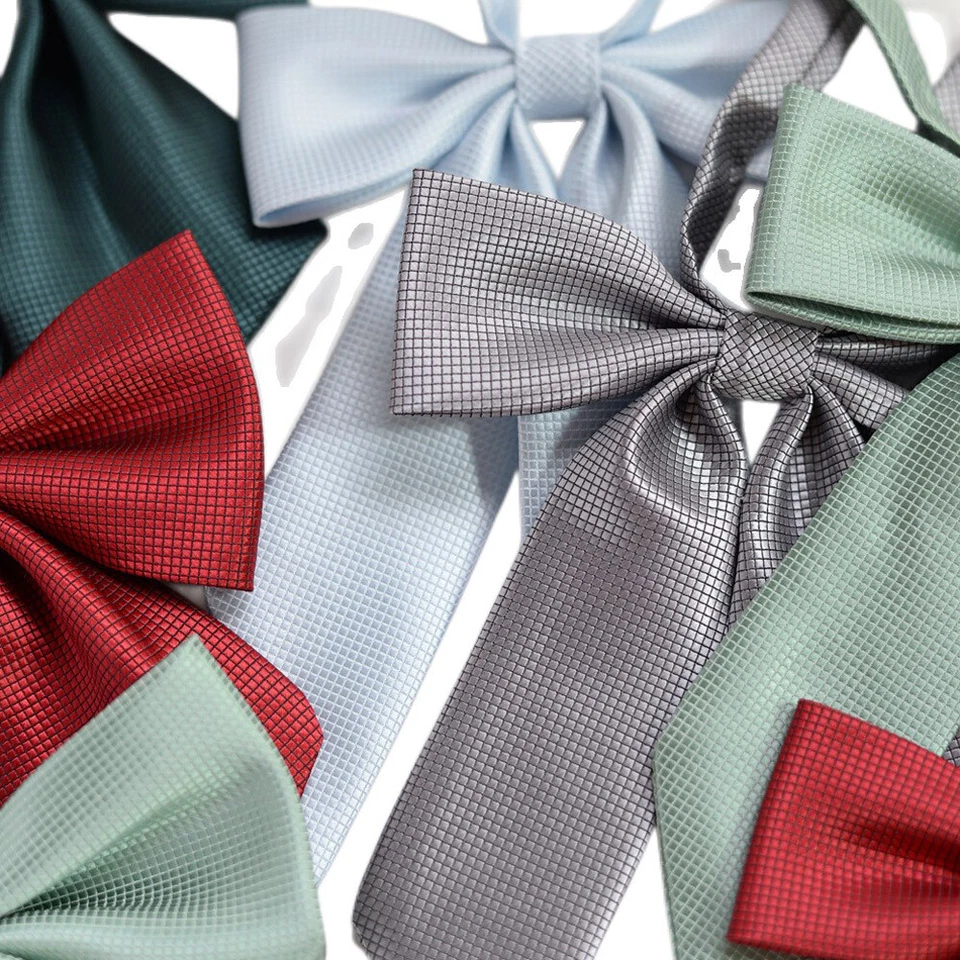 Mujeres Dama Corbata de moño lisa Cuello Ropa Estudiante Rejillas Cuadros QN22004 Foto 4 de 4