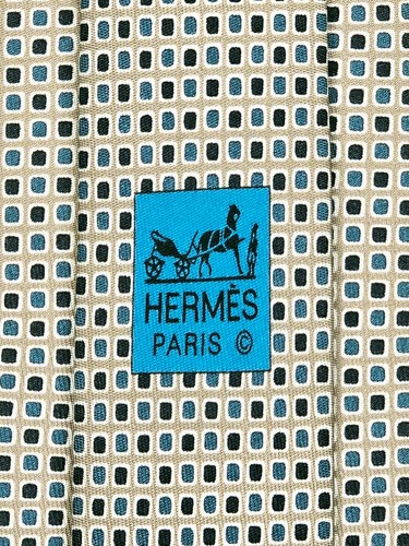 Corbata Hermes Corbata Seda 5697 PA Geométrica en Caqui Beige - Imagen 4 de 6