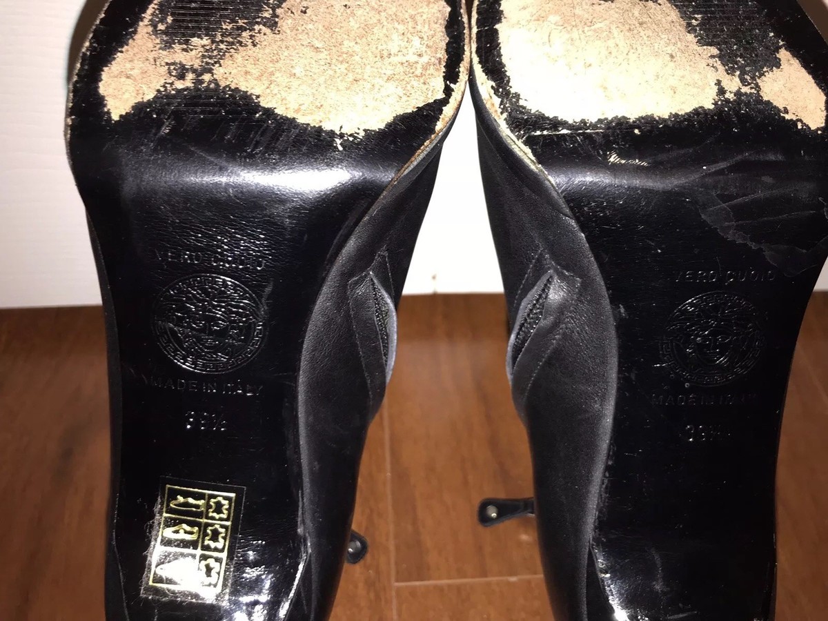 Vintage 90s Gianni Versace Collection Black Leather Ankle boots 