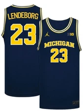 Yaxel Lendeborg Michigan Wolverines Basketball Jersey Blue + Maize All STITCHED
