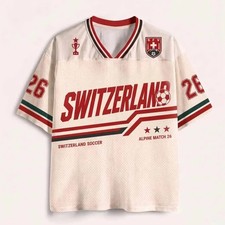 Retro Soccer Mesh Jersey, Swiss Pride Fan Apparel, Vintage Swiss Football