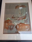 Asian-style Lacquer/Acrylic painting On Fabric (Possibly Silk) W/Ducks & Flowers — photo 1