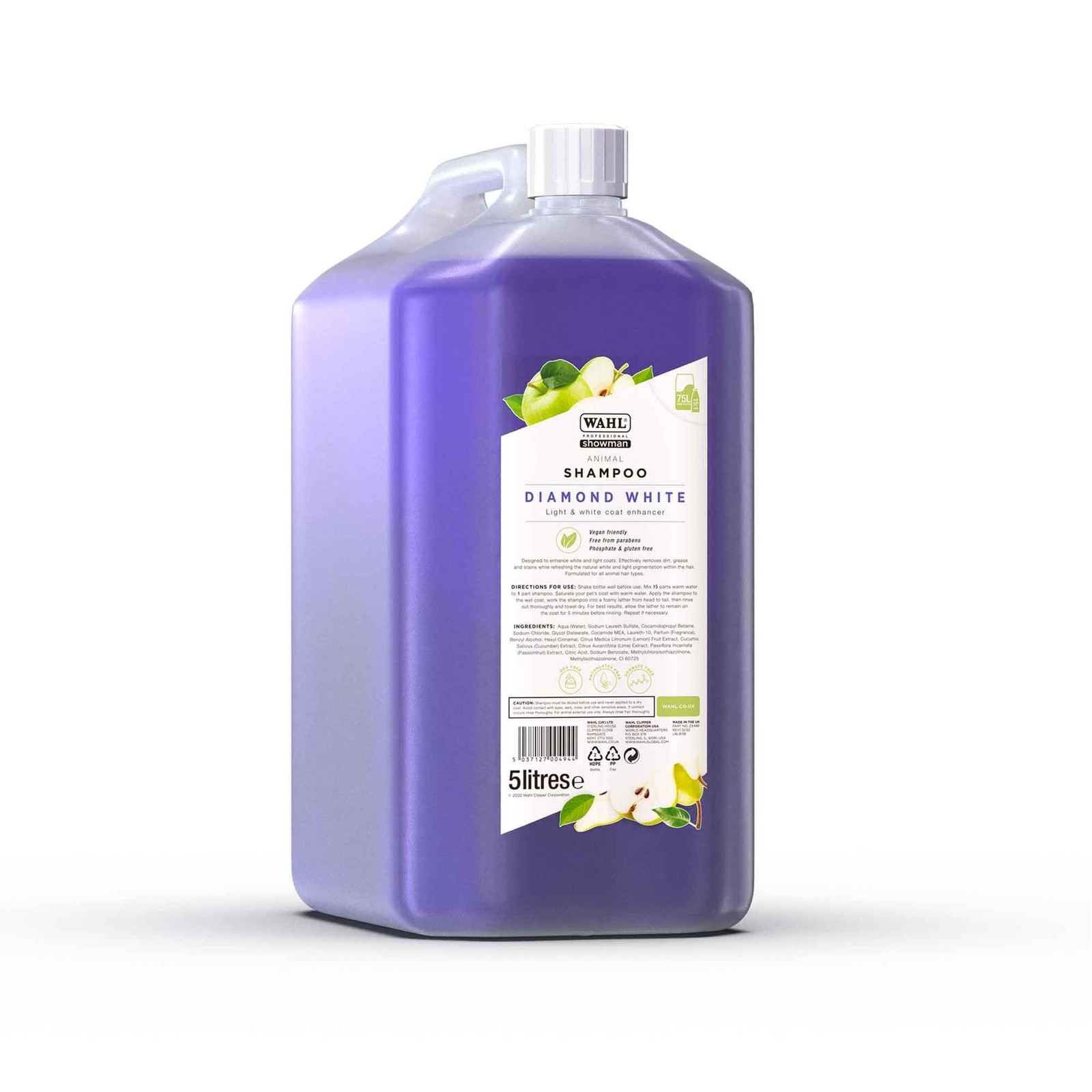 Wahl Diamond White 5L Animal Shampoo, 15:1 Concentrate for Enhancing White and