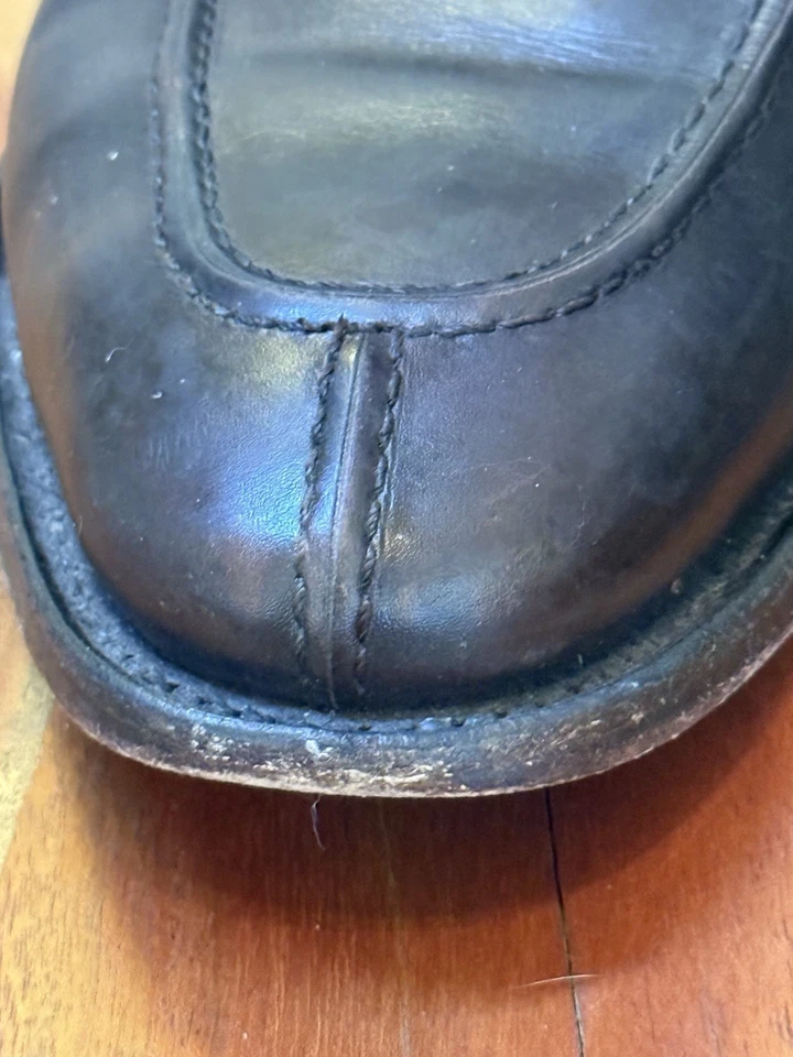 Zapato Johnston & Murphy Optima Para Hombres Talla 9.5 Cuero Negro Delantal Punta Dividida Oxford Foto 4 de 4