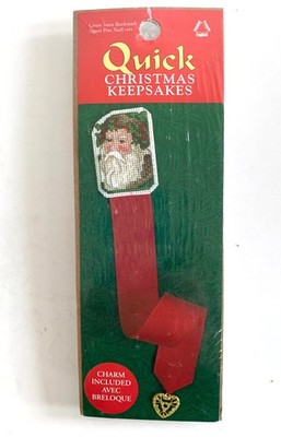 Leisure Arts Quick Christmas Keepsake Cross Stitch Kit GREEN SANTA BOOKMARK
