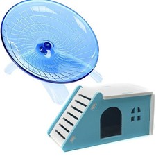 Hamster House Wood Bridge Climb Kit and Exercise Wheel Jogging Running Silent...
