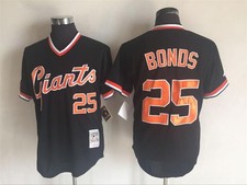 Men's No.25 Barry Bonds Giants Jersey Retro Style Black Shirt