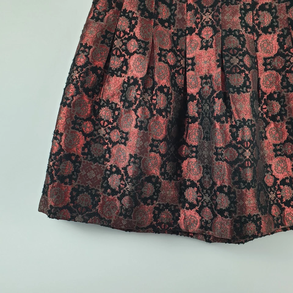 Monsoon Skirt Size 18 Jacquard Red Metallic Bubble Pleated Festive Occasion - Image 4 of 4