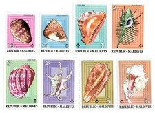 Maldives 1974 - Seashells - Set of 8 Stamps - Scott #533-40 - MNH
