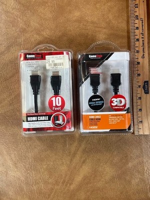 2 GameStop High-Speed 10' HDMI Cable Ethernet NEW 3D Compatible SEALED Lot of 2
