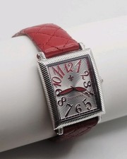 Judith Ripka Red Quilted Leather Band Watch