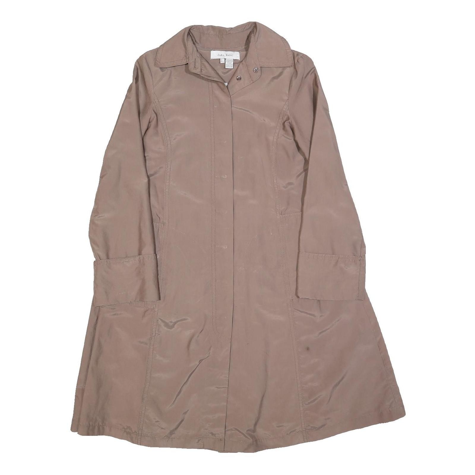 ZARA BASIC Womens Beige Button Jacket S Polyester… - image 1