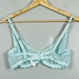 Studio La Perla aqua sheer mesh lace underwire bra, US 36C.