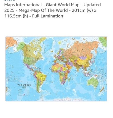 Riesen Weltkarte Poster 201x116cm aktualisiert 2025 Volllaminierung Karten International