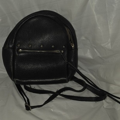 Rebecca Minkoff Black Pebbled Backpack w/ Zip Closure, Top Handle, Silver