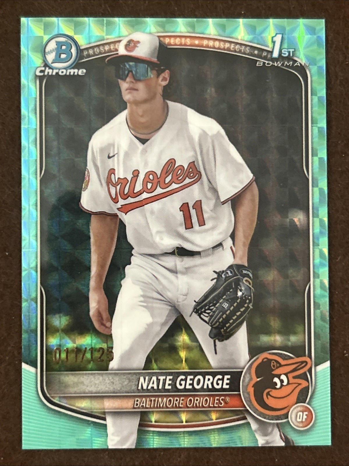 2025 Bowman Chrome 1st Nate George Aqua Geometric Refractor /125 Orioles