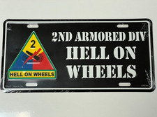 US ARMY 2ND ARMORED DIVISION LICENSE PLATE MADE IN USA LICENSED PRODUCT