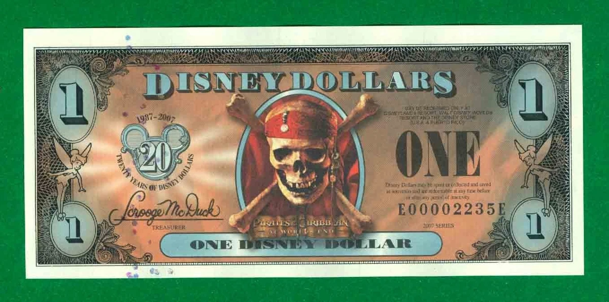 Pirates of the Caribbean Disney Dollars (1968-Now) for sale | eBay