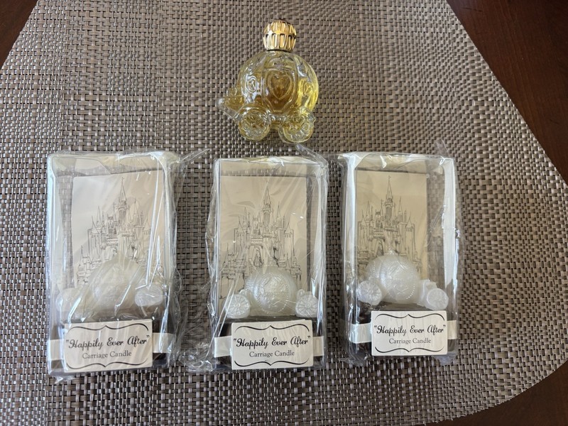 Cinderella Carriage Mini Candles Lot of 3 Kate Aspen + Avon Perfume Bottle NEW