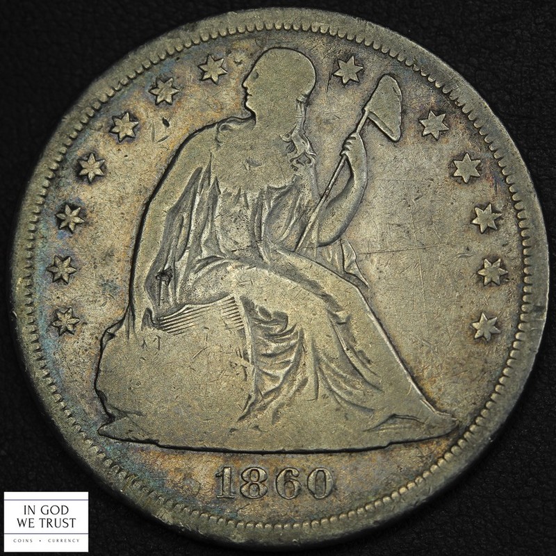 1860 O No Motto Seated Liberty Silver Dollar $1