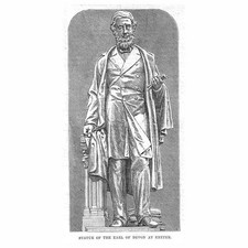 Statue of the Earl of Devon at Exeter - Antique Print 1880