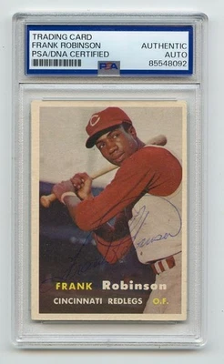 FRANK ROBINSON VINTAGE BP Signed 1957 Topps ROOKIE #35 Reds HOF PSA/DNA Encap B - Image 1 of 2