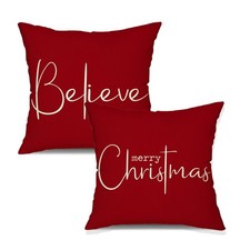 Christmas Throw Pillow Covers 18x18 Inch Set of 2 Merry Christmas Farmhouse D...