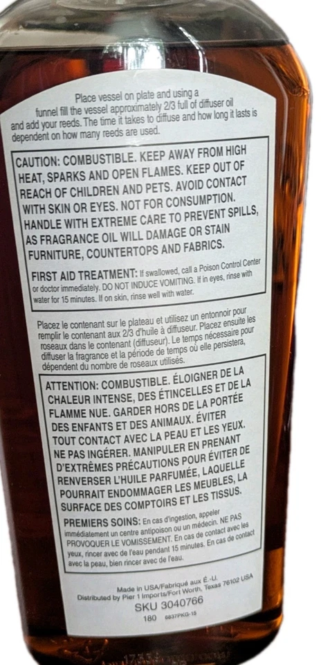 PIER 1 IMPORTS Tuscan Spice Reed Diffuser Oil 16 fl oz Discontinued 99% + - Image 3 of 4