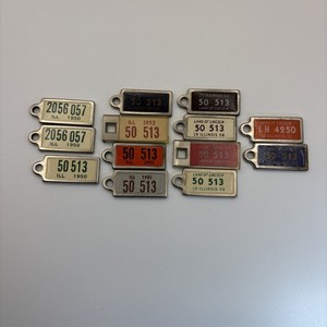 13 Illinois DAV License Plate Keychain Tags 1950s 1950 - 1962 Missing  1954 & 61