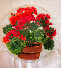 VTG 2001 Peggy Karr 7.75  Geranium Fused Glas...