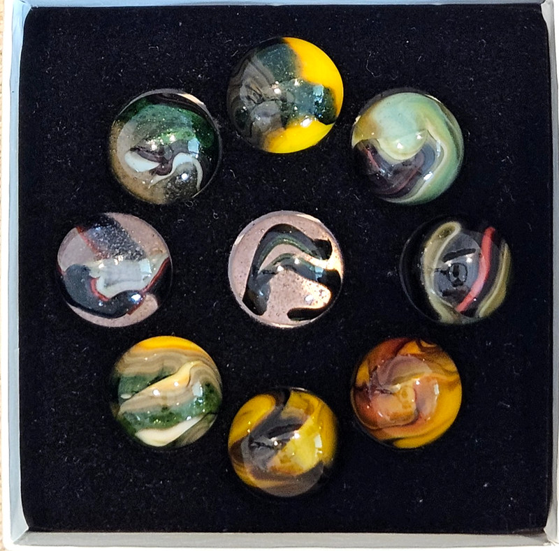 9 MINT Jabo Marbles from the "ACE" Contract run 10-02-2008.  Lot 0199