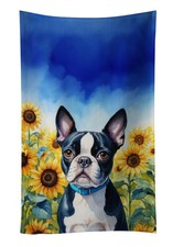 Caroline's Treasures Boston Terrier in Sunflowers Kitchen Towel DAC6036KTWL