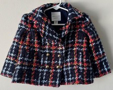 Janie and Jack girls' plaid jacket button front fully lined 12-18 mos
