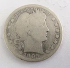 1905 O Barber Silver Quarter