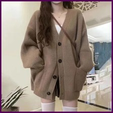 Autumn Winter Women Cardigan Sweater Coats Fashion Female Long Sleeve V-neck