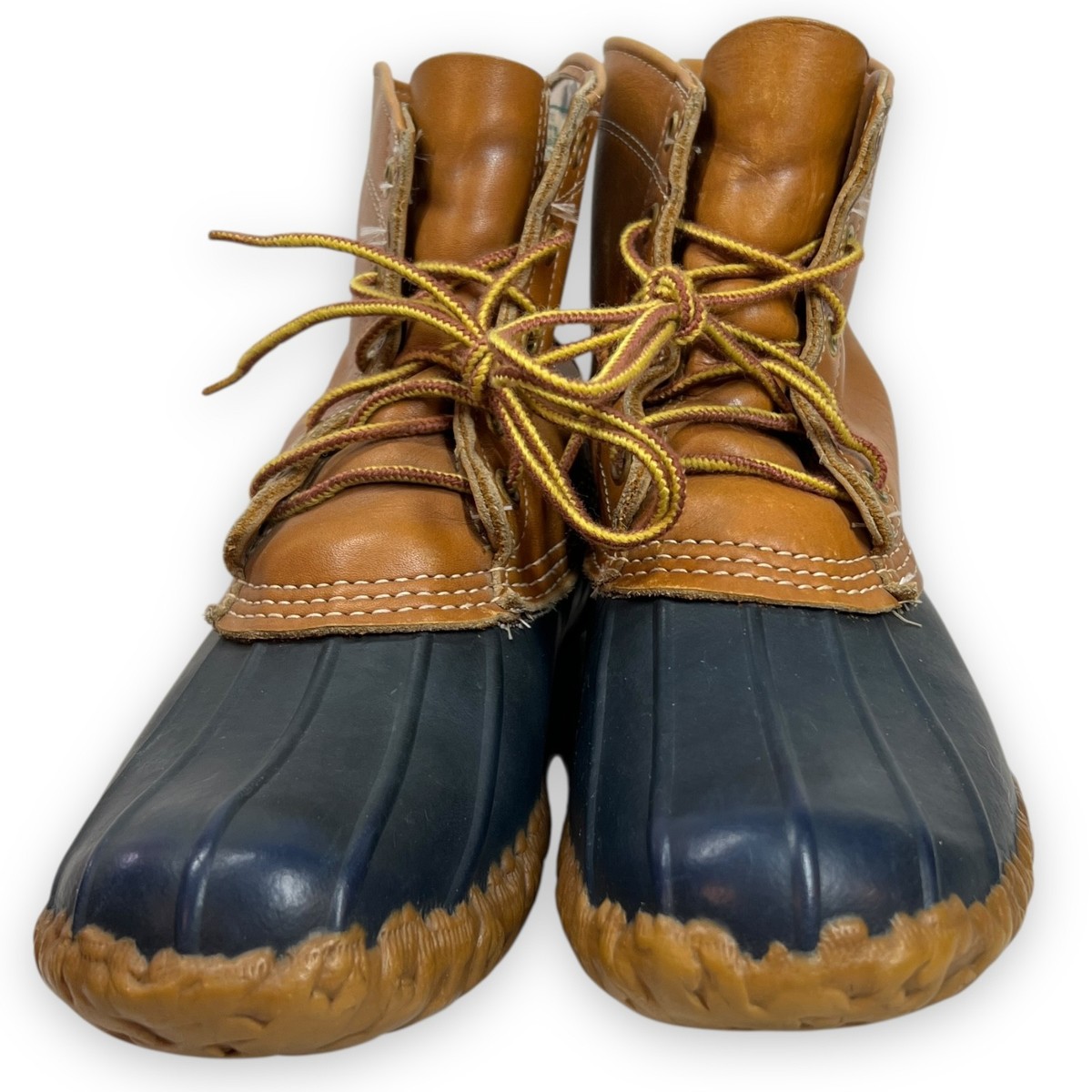 VTG LL Bean Boots Mens 9 LM Leather Blue Rubber Made USA 