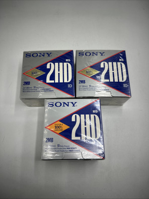 Sealed Lot SONY 3.5'' Micro Floppy Disk 2MB Double Sided IBM High Density MFD-2HD