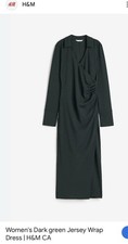 NWT H&M Dark Green Jersey Wrap Dress M