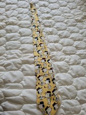 Peanuts "Ace Of Clubs" Snoopy Golf Themed Mens Tie Yellow 100% Silk Made in USA