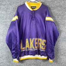 VTG Starter Los Angeles Lakers Sweatshirt Mens XL Purple Henley 90s Warm Up NBA