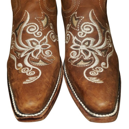 Herencia Crazy Lazer Floral Embroidered Square Square Toe Western Boots  W US 7 - Picture 6 of 10