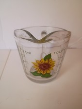 Vintage Anchor Hocking Sunflower 1 Cup Liquid Measuring Cup #496 Made in USA