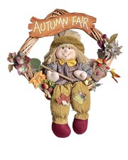 Fall Decor AUTUMN, FAIR Girl Scarecrow Wreath Holiday