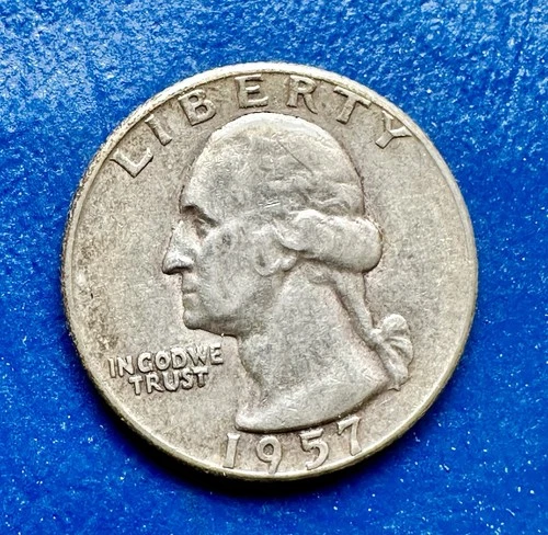1957 Washington Quarter. 90% Silver. AU Condition. Charity Auction.