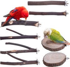 8 PCS Natural Wood Bird Perch Stand-Wooden Parrot Perch Stand