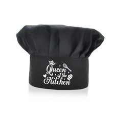 Queen Funny Chef Hat Black Fully Adjustable, Baking Party Gifts for rolling pin