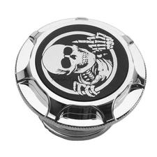 Chrome Gas Cover Skull Style Fuel Tank Cap Gas Filler Cover For Harley 1996-2014