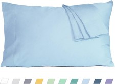 Pillow Cases King Size Cotton Percale Weave Pillowcases Pre-Shrunk Breathable 