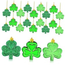 36PCS St Patrick's Day Shamrocks Ornament, Mini Tree Ornaments, Green